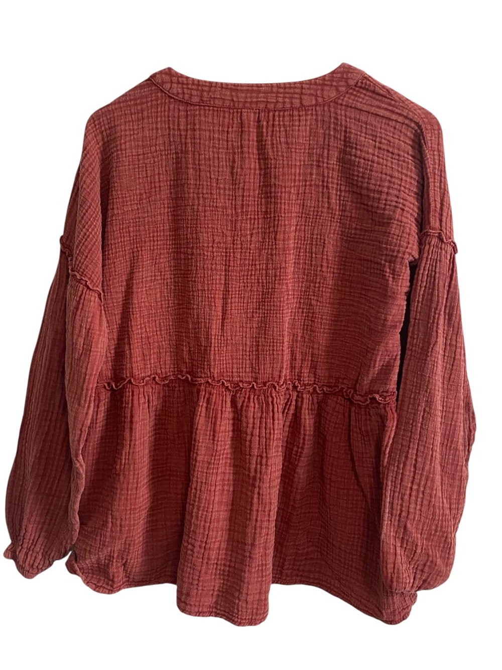 Rockin' C Women's Red Mineral Wash Long Sleeve Top Size Large - Picture 6 of 6